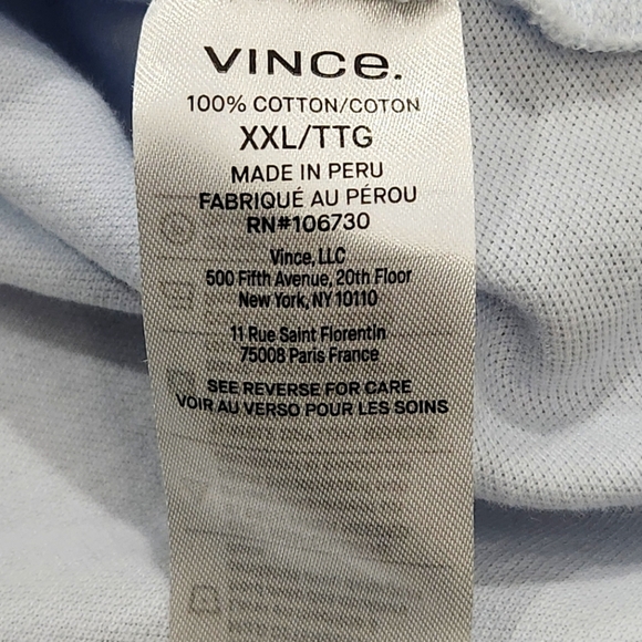 Vince Mens Shirt Button Up Short Sleeve Blue Knit Slub Cotton Size XXL EUC - Picture 6 of 7